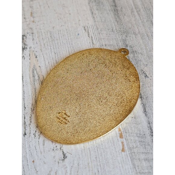 Vintage‎ gold tone egg green ornament xmas decor spring - Picture 6 of 6